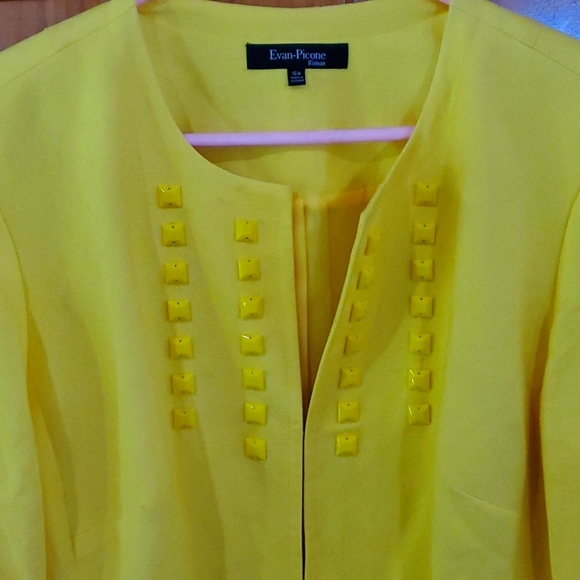 Women's Yelllow Linen Blend Jacket Evan Picone Sz 16W - Picture 3 of 9
